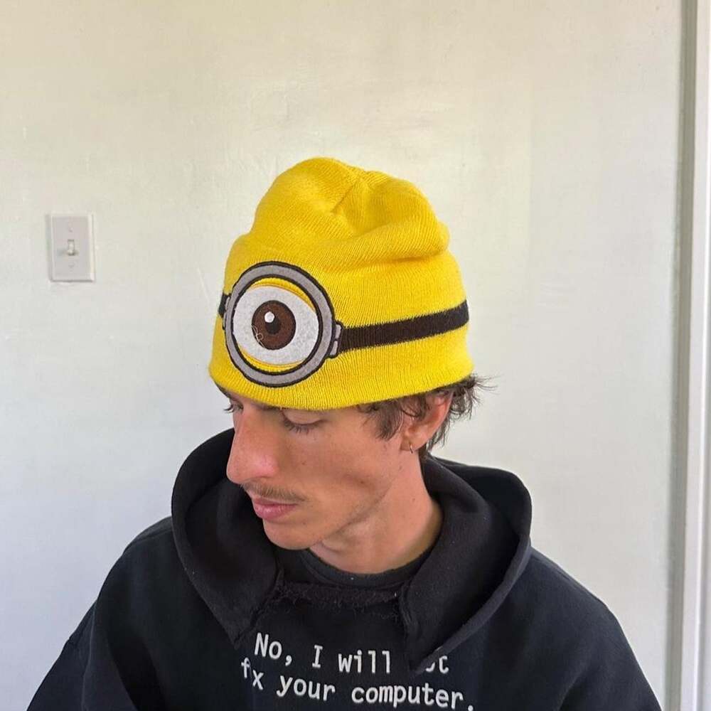 Iconic Y2K Despicable Me Yellow Minion Skullcap Beanie Hat Cap